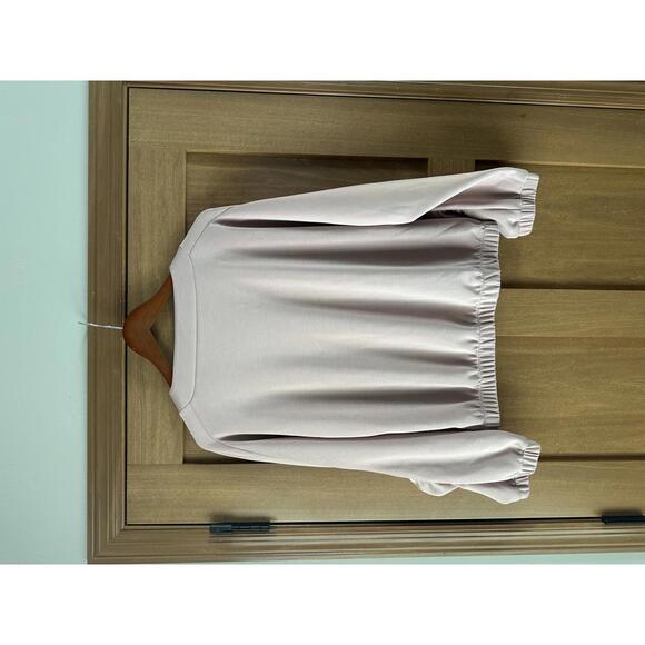 Evereve Mariana Sleek Pullover Crewneck Ruffle Sleeve Blush Pink Women’s Medium - Picture 6 of 15